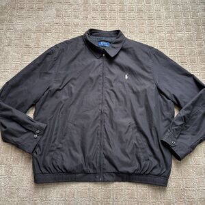 VTG Polo Ralph Lauren Harrington Jacket Mens XXL Black Full Zip Plaid Lined Pony